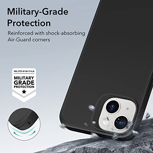 ESR for iPhone 15 Pro Case with MagSafe, Supports Magnetic Charging, Slim Liquid Silicone Case, Shock Absorbing, Screen and Camera Protection, Cloud Series, Black