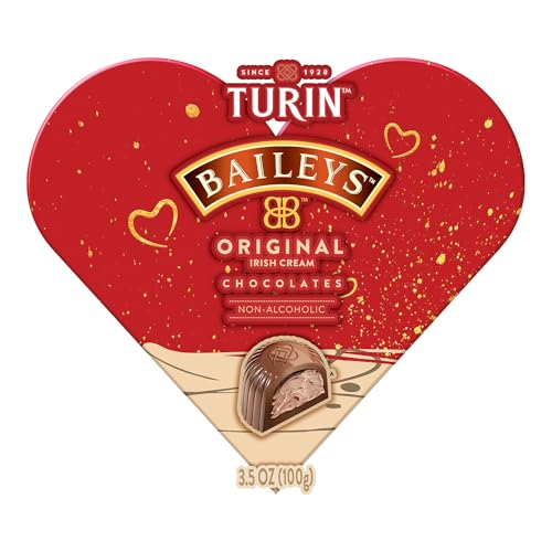 Turin Heart Baileys Milk Chocolate Truffles, Milk Chocolates Filled With Baileys Flavored Non-Alcoholic, 3,5oz