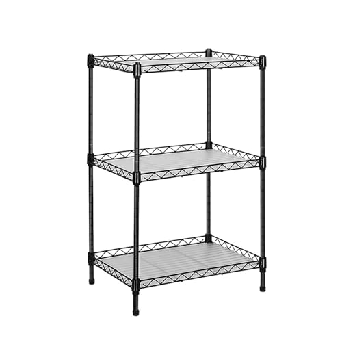 Guangfoshun Best 3-Tier Wire Shelving - Black -Mini Shelf - Kitchen Storage Shelves, Lightweight countertop Storage Rack Corner Shelf Shelving Adjustable Storage Shelf, 11.8" D x 15.7" W x 31.5" H