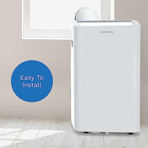 hOmelabs Portable Air Conditioner 12000 BTU - Cools Rooms up to 450 Sq. Ft. - Quiet AC Unit with Wheels, Washable Filter and Remote Control (New DOE 7200 BTU)
