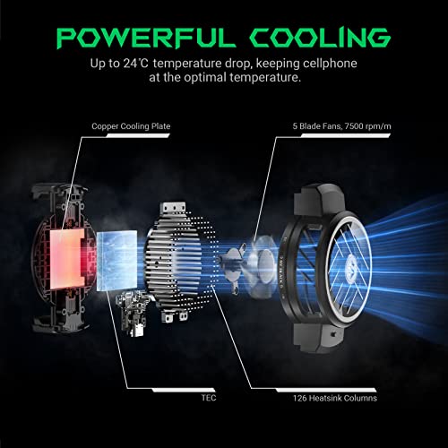 Black Shark Phone Cooler FunCooler 3, Mobile Phone Cooling Fan Lightweight Quiet Cellphone Radiator for 2.71-3.34 inches iPhone/Android Gaming