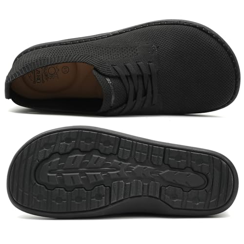 ITAZERO Men's Wide Toe Box Mesh Shoes Casual Big Size Barefoot Walking Shoes with Arch Support Insole for Plantar Fasciitis Black 17