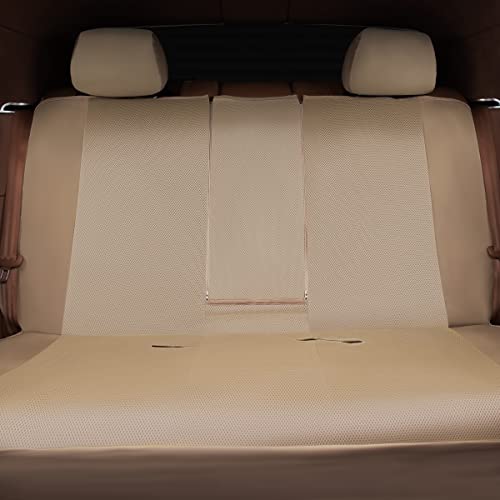 Flying Banner car seat Covers Set airmesh Breathable Fashion Easy Bench Split Protectors Sport Fashion (Beige & Beige, Full Set - Low Back)