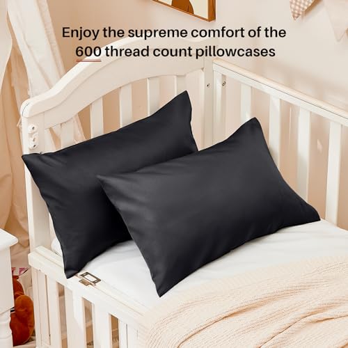 Warmstar 100% Cotton Toddler Pillowcase Set of 2, 600 Thread Count 13x18 Toddler Pillowcases Soft & Breathable, Cotton Travle Pillow Case Cover 13"x 18" with Envelope Closure, Placid Blue