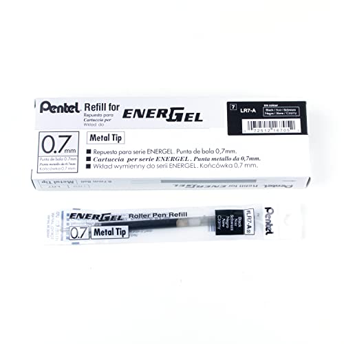 Pentel Refill Ink for EnerGel RTX Retractable Gel Pen, 12 Pack, 0.7mm, Medium Point, Navy Blue (LR7-CA)