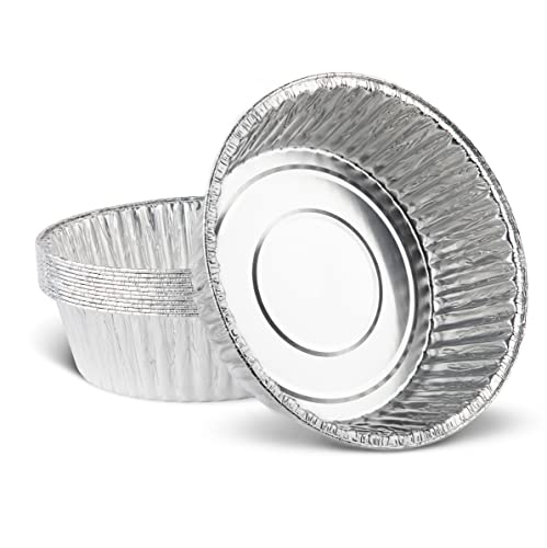 PLASTICPRO 3.5'' Inch Round Ramekins Muffin Cups Tin Foil Cupcake Pans Disposable Aluminum, Freezer & Oven Safe Pack of 20