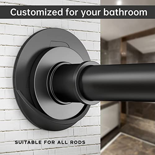 BRIOFOX Shower Curtain Rod Holder 3M Adhesive | Heat Resistant | Waterproof | Max Load 60 lbs Shower Rod Retainer for Wall, 2 Pack, Black (Rod Not Included)