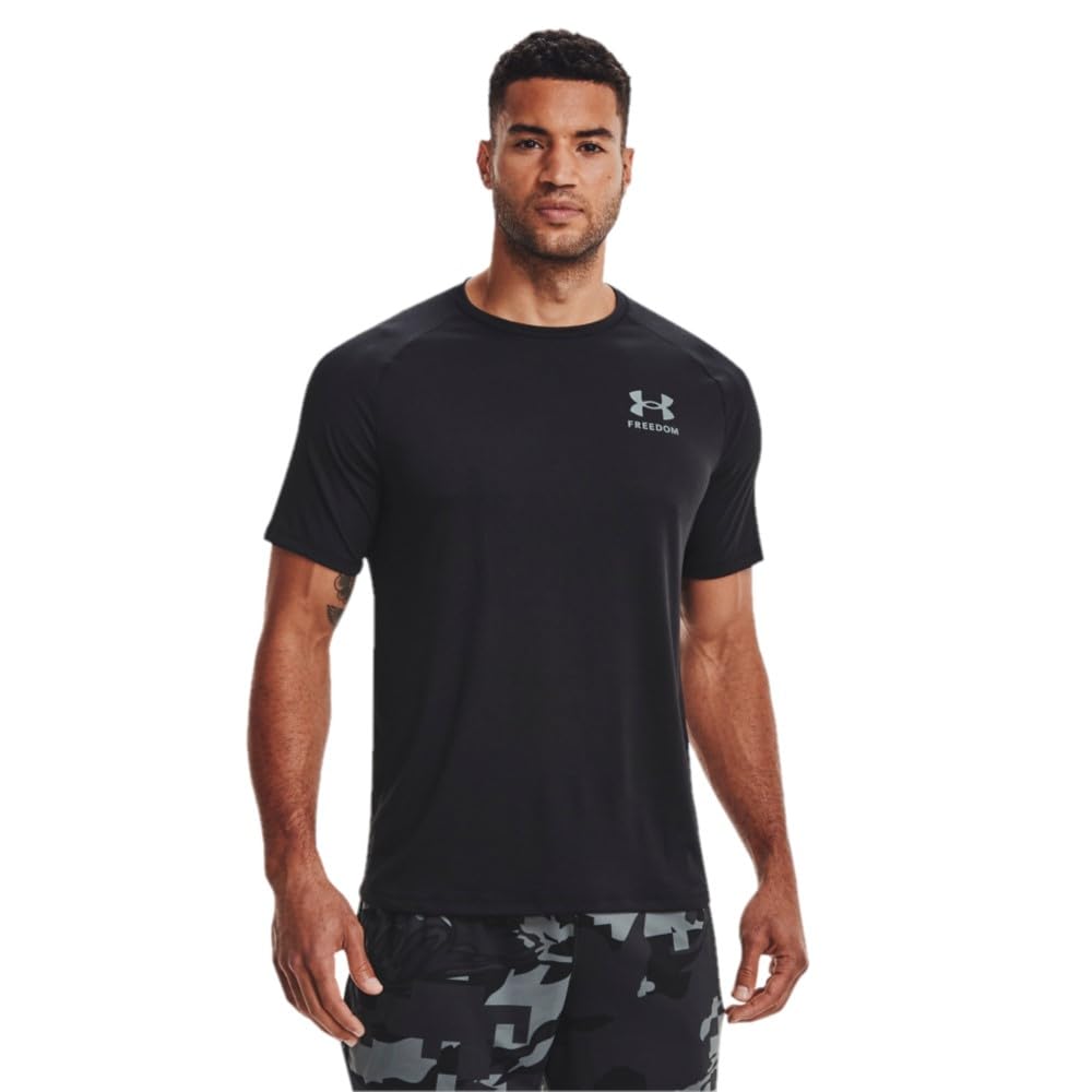 Under Armour Men's Freedom Tech Short Sleeve T-Shirt, Black (001)/Pitch Gray, XX-Large