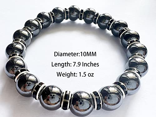 Magnetic Hematite Bracelet For Men And Women，8MM，Magnetic Bracelets With Rhinestones,Improve Sleep, Anti-Static，(Gold Zirconia,8MM)