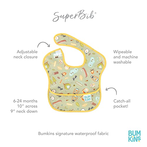 Bumkins Bibs for Girl or Boy, SuperBib Baby and Toddler for 6-24 Months, Essential Must Have for Eating, Feeding, Baby Led Weaning, Mess Saving Waterproof Soft Fabric, 3-pk DC Comics Justice League