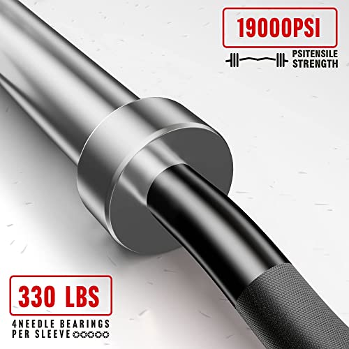 EZ Bar Curl Barbell 4ft-22LB 330LBS Capacity Olympic Bearing Barbell (330LB-Black)
