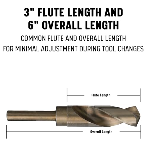 Drill America - DWDCO25/32 25/32" Reduced Shank Cobalt Drill Bit with 1/2" Shank, DWDCO Series