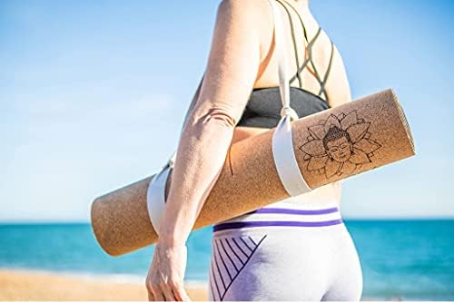 ECOGA Premium Cork Yoga Mat With Alignment Marks - 5mm Thick Hot Yoga Mat Non Slip with Natural Rubber Base - Eco-friendly Non Toxic Yoga Mat for Gym & Stretching - Includes Yoga Mat Strap and Bag