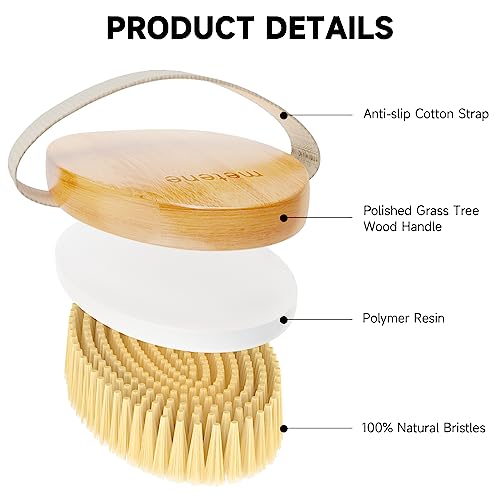 Metene Dry Brushing Body Brush, Exfoliating Body Scrubbers, Natural Bristles for Dry Skin, Improve Circulation, Stop Ingrown Hairs, Reduce Acne and Cellulite