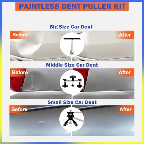 Super PDR Car Dent Puller Body Repair Dent Removal Tools Paintless Dent Removal Kit with Bridge Puller Slide Hammer T-Bar for Car Dent Remover and Motorcycle Surface Repair