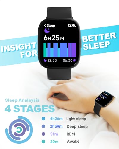 TOOBUR Smart Watch for Women Men, Alexa Built-in, Answer/Make Calls, 1.83" Fitness Tracker Watch with Heart Rate Monitor, Sleep Tracker, Pedometer, IP68 Waterproof Smartwatch Compatible Android iOS