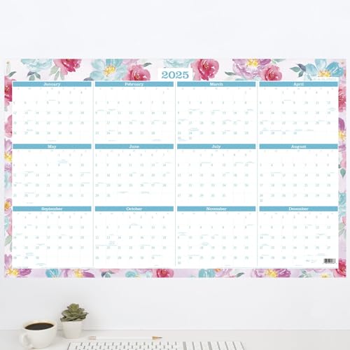 AT-A-GLANCE 2024-2025 Erasable Wall Calendar Planner, 24" x 36", Large, Academic & Regular Year, Dry Erase, Reversible, Vertical/Horizontal, Badge Floral (1710F-550SB)