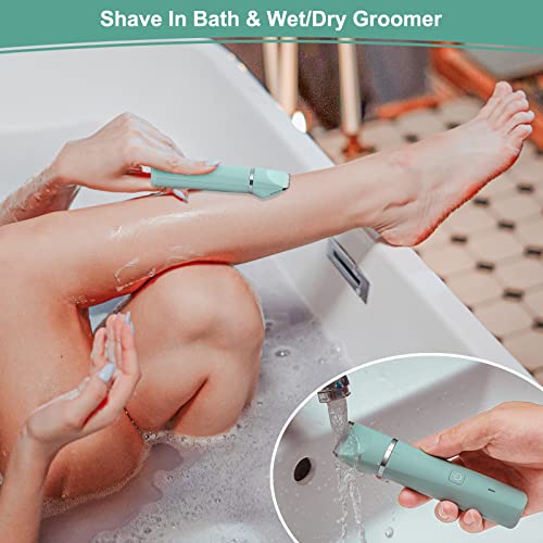 Electric Razor for Women Bikini Trimmer Rechargeable Electric Shaver for Legs Arms Pubic Body Hair Trimmer for Men and Women Hair Removal with Snap-In Ceramic Blades IP7X Washable Head,Wet and Dry Use
