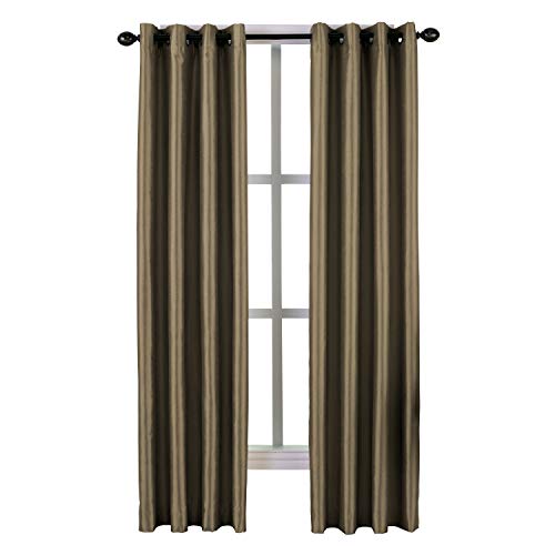 Curtainworks Malta Faux Silk Grommet Curtain Panel, 50 by 84", Bronze