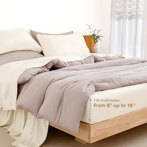 Andency White Sheets Queen Set, 100% Viscose Derived from Bamboo, Cooling Summer Queen Sheet Set, Deep Pocket Up to 16", Silky Soft Bed Sheets, Hotel Luxury Breathable Bedding Sheets & Pillowcases