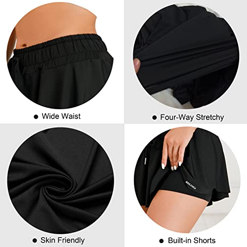 Flowy Shorts for Women Tennis Athletic Shorts for Workout Running Gym Skater Golf Short High Waisted Pleated Mini Shorts