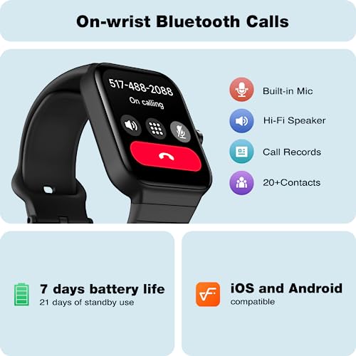 Fitpolo Smart Watch for Men Women,1.8” Touchscreen, Bluetooth Call, Alexa Built-in,24/7 Heart Rate, SpO2 Monitor, Step Counting, Sleep Tracking,IP68 Waterproof Fitness Tracker Watch for Android iPhone