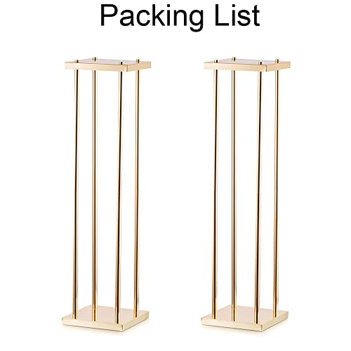 Wedding Centerpieces for Tables Vase Stand - 2 Pcs Gold Column Flower Stand, 31.5in Metal Tall Vases for Centerpieces, Geometric Flower Vase Rack for Wedding Decorations, Birthday, Event, Home Decor