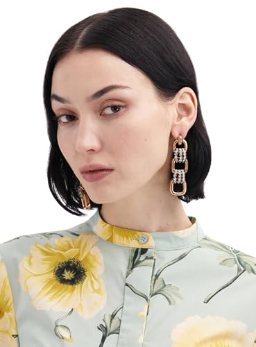 Oscar de la Renta, Pave Link Drop Earrings, Aquamarine