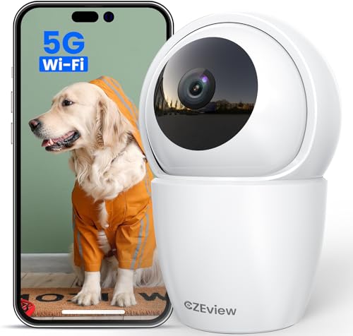 CZEview 3K 5MP Security Camera Indoor, 2.4/5Ghz WiFi Pet Camera Baby Monitor with Phone App, Remote Pan Tilt Zoom, Night Vision, Motion Detection, Auto Tracking, Two Way Talk