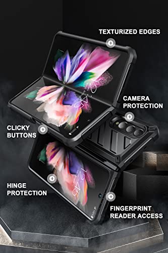 SUPCASE for Samsung Galaxy Z Fold 3 Case with Stand (Unicorn Beetle), [Built-in Screen Protector & Belt Clip] Heavy Duty Rugged Full-Body Shockproof Protective Phone Case for Galaxy Fold 3, Black