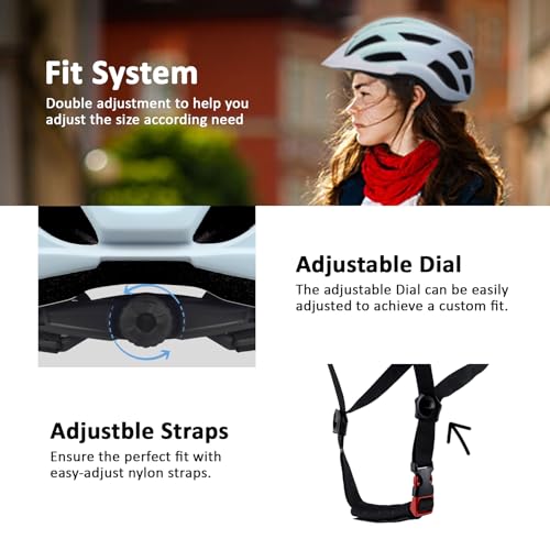 Bike Helmet for Adults Women Men Youth Kids, Lightweight Mountain Road Bicycle Cycling Helmets with Adjustable Dial, 2 Detachable Visor