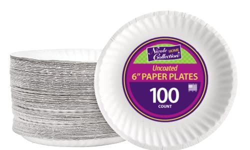 Nicole Home Collection White Paper Luncheon Plates-9", Medium, 80 Pcs