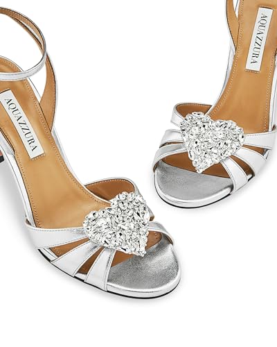 Aquazzura Love Me Sandal 85, Silver, 7