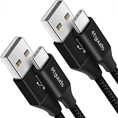 [4ft, 2-Pack] USB C Cable 3A Fast Charging, etguuds USB A to Type C Charger Cable Braided for Samsung Galaxy S22 S21 S20 S10 S9 S10E, A10e A11 A13 A03s A32 A50 A51 A52 A53 A71, Note 20 10 9, Moto G G9