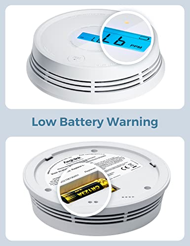 AEGISLINK Smoke Carbon Monoxide Detector, Interlinked Combination Smoke CO Alarm, Battery Powered, Wireless Interconnected, Digital Display, SC-RF220, 6-Pack