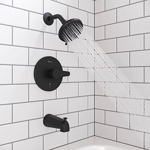 Pfister Pfirst Modern Tub and Shower Trim Without Shower Head (Valve Sold Separately), Single Handle, Matte Black Finish, R89070B