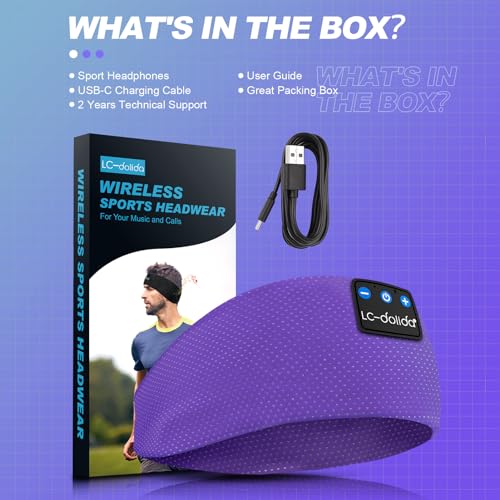 LC-dolida Sleep Headphones Bluetooth 5.4, Headband Headphones Earphones Wireless, Sleep Mask for Sleeping, Sports, Gifts, Workout, Jogging, Yoga,Insomnia, Air Travel, Meditation