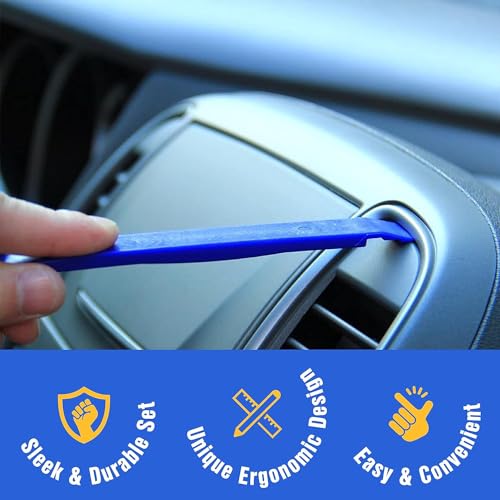 Tresalto Auto Trim Removal Tool Kit (No Scratch Plastic Pry Kit) , Door Panel Removal Tool, Car Clips, Push Rivets, Molding, Dashboards, Interior Trim Tools, Blue