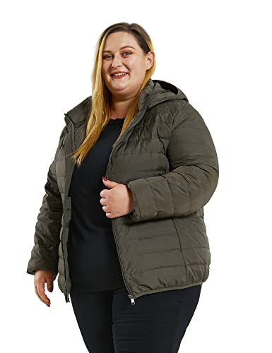 Soularge Women's Plus Size Packable Winter Warm Down Jacket Light Coat with Hood(Black, 1X)