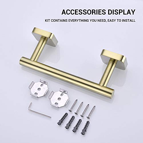 9 Inches Towel Bar for Bathroom Hanky Holder Bath Towel Rail Wall Mounted Kitchen Dish Clothes Hanger SUS304 Stainless Steel, Brushed Gold