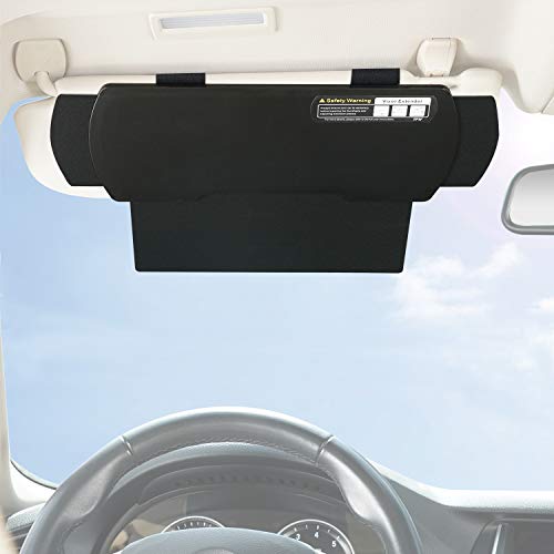 Car Visor Extender TFY Anti-Glare Sun Visor Extender Windshield and Side Window Sunshade and UV Rays Blocker (1 Piece) (Black)