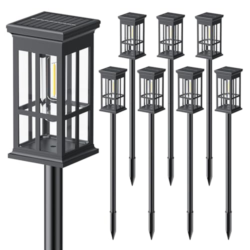 KOOPER Solar Pathway Lights Outdoor, 8 Pack Modern Solar Garden Lights Outdoor Waterproof, Bright Solar Outdoor Landscape Path Lights, Auto On/Off Outdoor Solar Lights for Yard Driveway Lawn Walkway