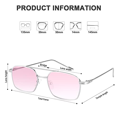 FEISEDY Fashion Square Aviator Sunglasses Women Men Trendy Retro Metal Frame Sun Glasses Candy Color Lens B1036