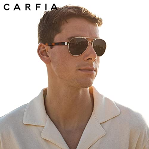 CARFIA Wide Temples Pilot Sunglasses for Men Polarized UV400 Protection Classic Trendy Style Eyewear CA5378