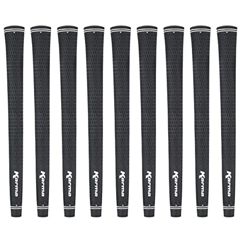 Karma Velour Black Jumbo Plus (+1/8") Golf Club Grips (9 Pack)