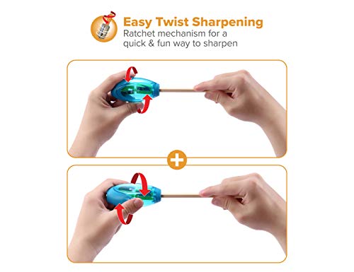 Bostitch Office Twist-N-Sharp Manual Pencil Sharpener, Double Hole, 3-Pack, Blue, Orange, Pink, (PS2-ASST-3PK)