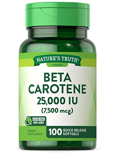 Beta Carotene 25000 IU Softgels | 100 Count | Vitamin A Supplement | Non-GMO and Gluten Free Supplement | by Nature's Truth