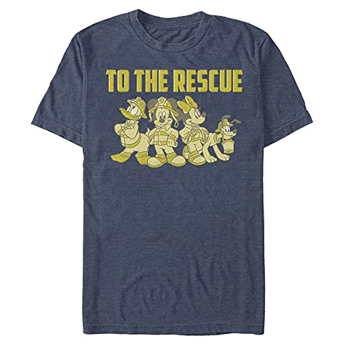 Disney Men's Characters Thanks Firefighters T-Shirt, Navy Blue Heather, Large