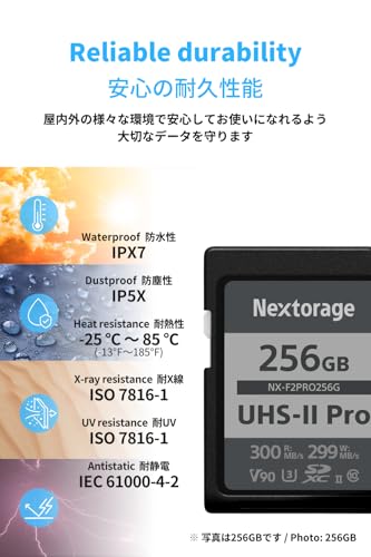 Nextorage 64GB 2pack SDXC UHS-II V90 SD Card Japanese Brand pSLC Max. Write Speed 299MB/s Max. Read Speed 300MB/s 4K Recording F2PRO Series 2P-F2PRO64G SDXC Card for Digital Camera