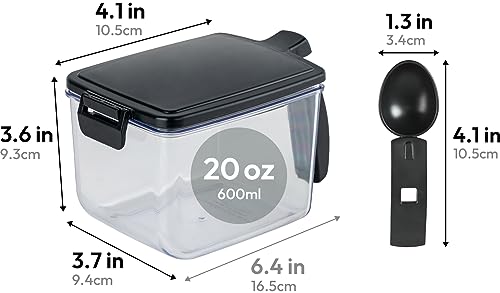 carrotez 2 Pack Airtight Spice Containers with Labels and Spoons, Food Storage Containers for Herbs, Coffee, Seasoning Organization, BPA free - Black